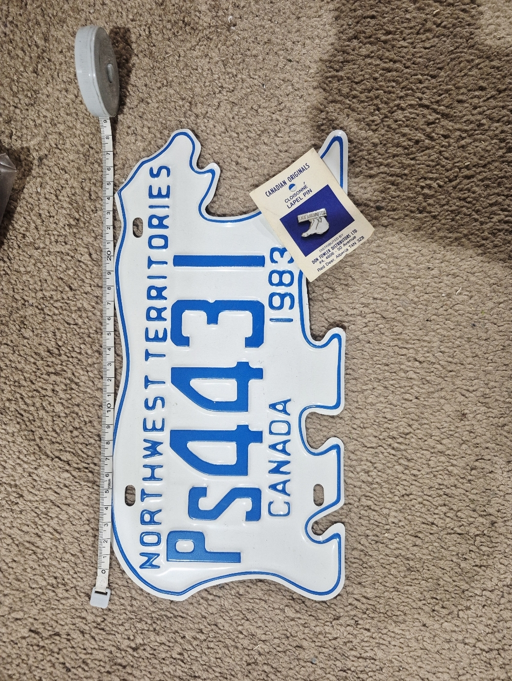 Vintage Northwest Territories Canada License Plate Sign - White & Blue